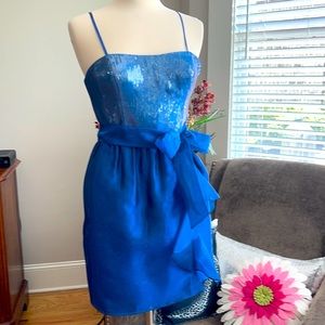 Aidan Mattox beautiful blue cocktail dress with sequins NWOT